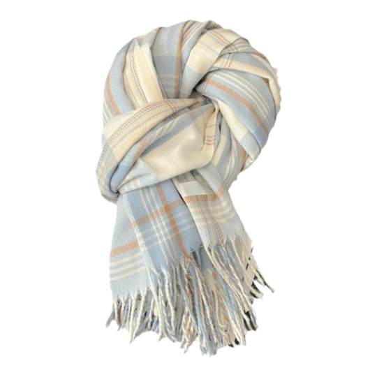 Blue high-end plaid scarf 2025 new dual-use