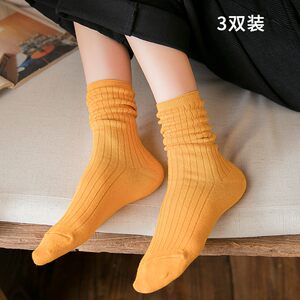 可980堆堆袜女高腰长袜袜子女韩版高筒长筒袜黑色纯色中筒袜ins潮