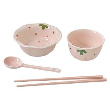 One-person food student household ceramic bowl spoon chopstick set