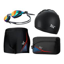 361 swim trunks men's swim trunks swim goggles three-piece professional swimsuit 2024 new ອຸປະກອນລອຍ