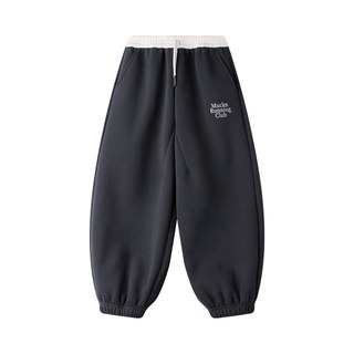 【慢跑俱乐部】软糯加绒运动卫裤子灰休闲男童冬新保暖摇粒绒束脚