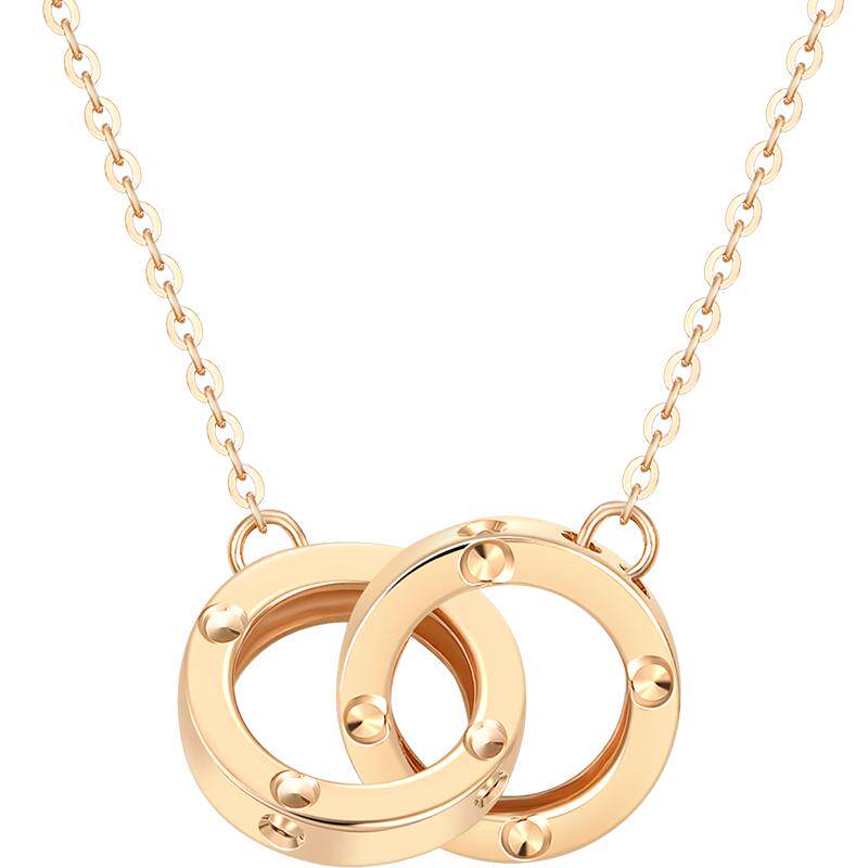 Xie Ruilin 18K gold double ring rose gold necklace