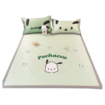 Catman ice silk mat three-piece summer dormitory single summer hemp mat soft cushion machine washable 2024 new style