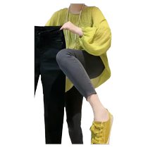 Velvet jeans for women autumn and winter 2024 new high-waisted slim-fitting slim nine-point tight pencil pants for small people