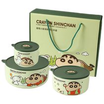 Kawashimaya Crayon Shin-chan ceramic fresh-keeping bowl with lid sealed lunch box microwave heating special lunch box lunch box