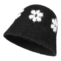 CACUSS hat womens new autumn and winter cute little flower knitted fisherman hat can be rolled to show face small versatile basin hat