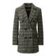 Retro and elegant houndstooth mid-length coat