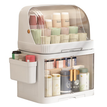 Desktop double-layer tea cup tea set storage box