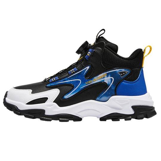 特步童鞋秋季新款中大童防滑鞋子儿童休闲鞋男童革面旋转扣运动鞋