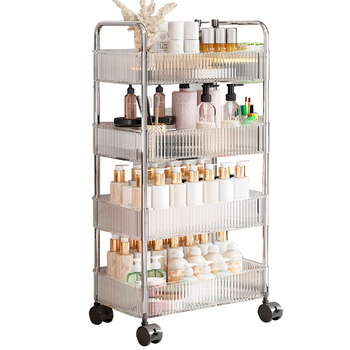 Mobile acrylic snack trolley storage rack landing