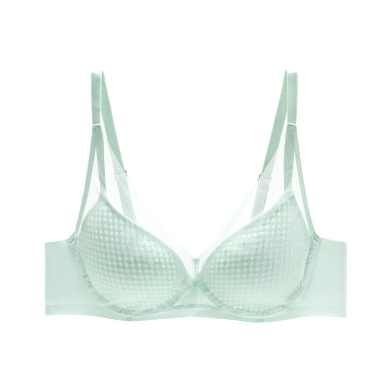 [Wind Nest Cup] Fendish Women's Underwear - Flattering for Large Busts, Thin Mesh Breathable Soft Support Bra FB00529