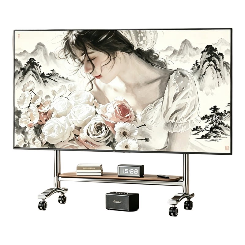 Stainless steel TV mobile stand floor cart hanger