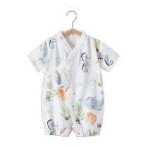 Betis baby jumpsuit summer thin bamboo cotton gauze breathable newborn baby crawling clothes pajamas