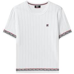 FILA official women's woven shirt 2023 summer casual commuting round neck short-sleeved woven top