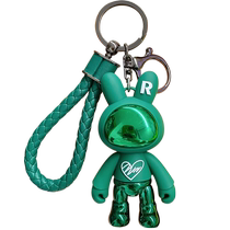 Personalized trendy and cool electro-optical rabbit car keychain pendant mens exquisite womens backpack hanging accessories Year of the Rabbit cartoon keychain