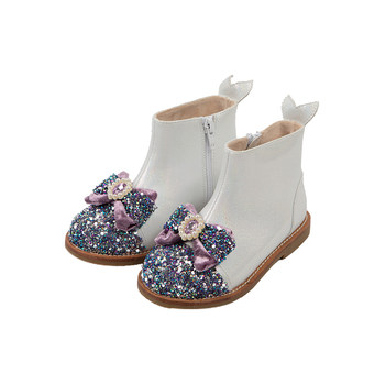 Little winkaa girls' shoes boots autumn and winter new mermaid bow short boots