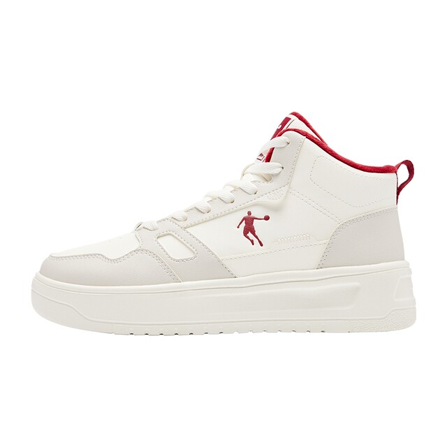 Jordan's new velvet gray high-top sneakers, women's sports sneakers, leather-covered warm thick-soled casual shoes for women