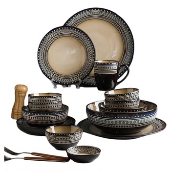 Sheri european style retro bowl and plate set light luxury bowl and plate