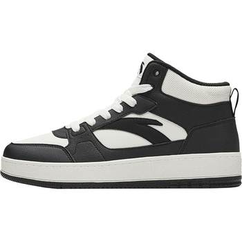 Anta's first year丨classic velvet high-top sneakers, cotton shoes, men's winter black and white sneakers, versatile skate shoes