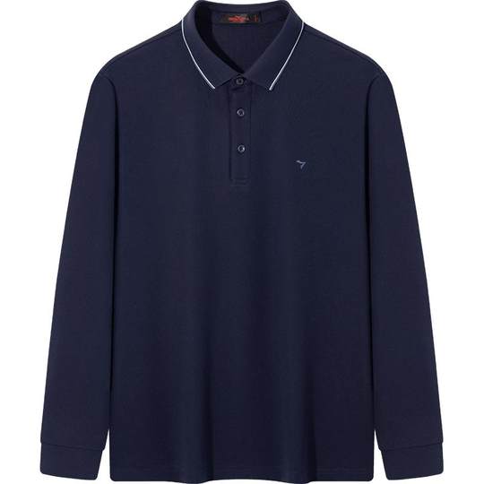 【不变形领】柒牌长袖polo衫男舒适新款商务休闲男士翻领T恤