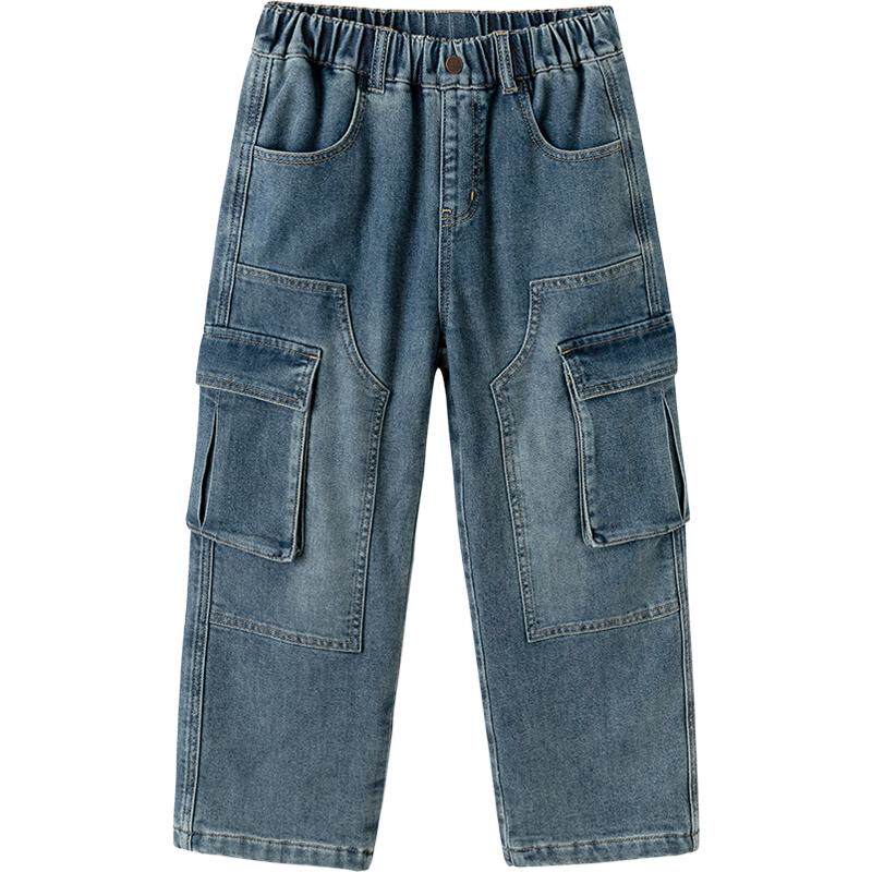 Balabala boys' jeans and fleece overalls winter
