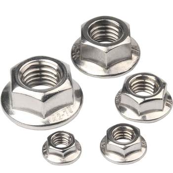 304 stainless steel flange nut hexagonal anti-slip padded screw cap anti-loosening nut M4M5M6M8M10M12M20