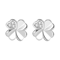 Chinese gold treasure silver four-leaf clover silver earrings womens 99 sterling silver new style 2023 popular niche high-end sense 1693