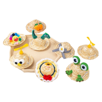 Cute pet dog hat when going out to take photos straw hat Internet celebrity Corgi Shiba Inu Teddy bamboo dragonfly sun hat decoration