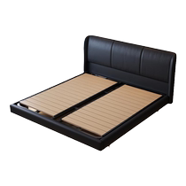 Dongxiong light luxury leather suspended bed master bedroom black high-end atmospheric double bed modern simple soft-packed edge-to-edge bed