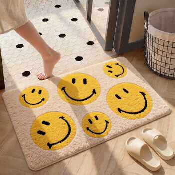 Bathroom non-slip floor mats, bathroom water-absorbent and quick-drying foot mats, cartoon cute home toilet bathroom door mats and carpets