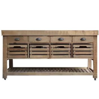 Foreign trade tengzhe all solid wood island table bar counter storage cabinet