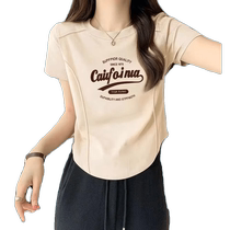 White positive shoulder short sleeve T-shirt female summer new display slim pure cotton half sleeves Compassionate Irregular Short Fish Bone Blouse