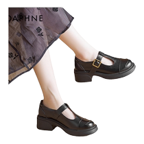 Daphne black thick-soled loafers for women 2024 new summer single shoes increased soft-soled small leather shoes are skin-friendly and breathable