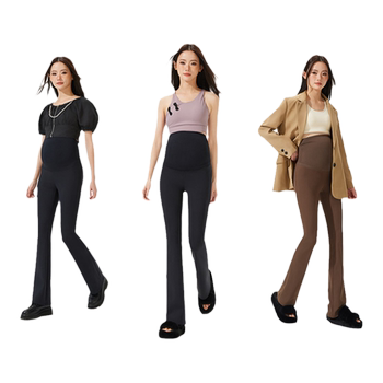 Pregnant women wear slim flared pants outside