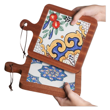 Zhishihua tile handle solid wood coaster