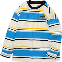 Balabala boys long-sleeved T-shirt childrens tops for older children in pure cotton stripes with contrasting colors