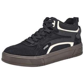 热风男鞋2025年冬季新款男士日常通勤休闲板鞋百搭厚底高帮鞋子