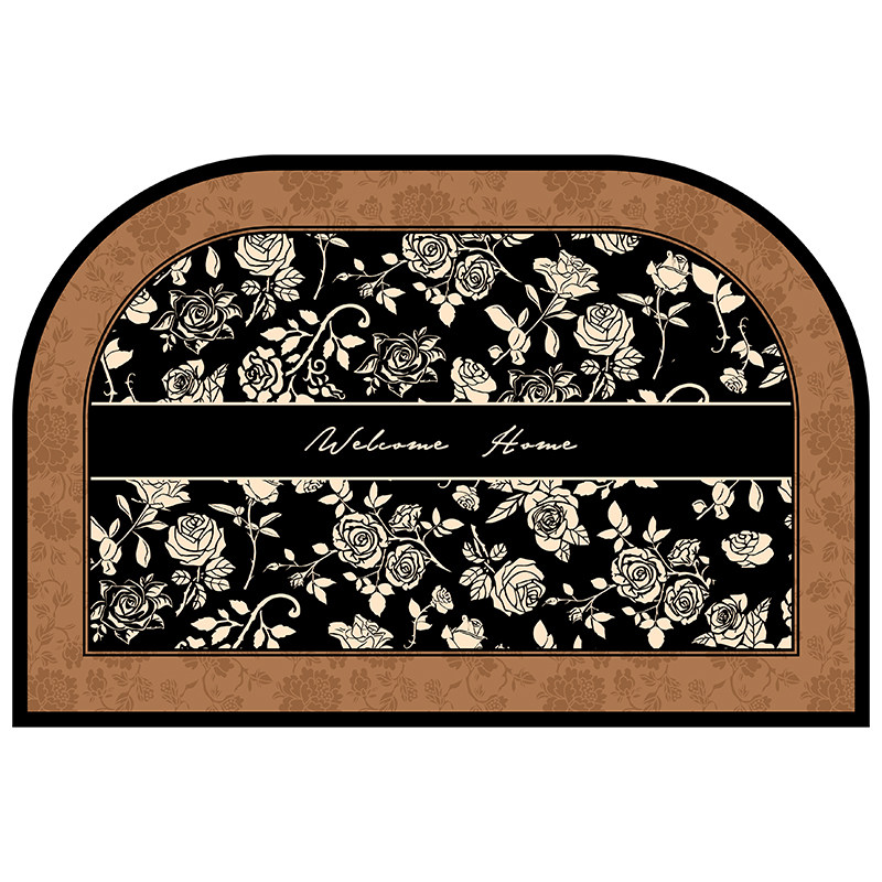 Entrance door floor mat silk circle in antique style, retro and high-end