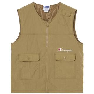 Champion冠军马甲男2025夏季新款刺绣草写LOGO潮牌无袖运动上衣女