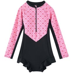 Ueki Children's Wear Sweet Bow Zipper High Elastic Seamless One-piece Swimsuit Girls 2024 Summer