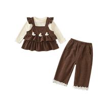 Fanhunting Girls Suit Autumn Clothes 2024 New Childrens Fashionable Childrens Clothes Baby Three-piece Set Spring and Autumn Trend