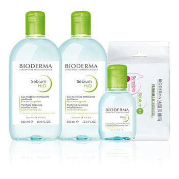 Bioderma Cleansing Water ສໍາລັບຜິວມັນ, ນໍ້າມັນປະສົມ, ຫົວດໍາ, ຄວບຄຸມຄວາມມັນ, ເຮັດຄວາມສະອາດນ້ໍາສີຂຽວແລະນ້ໍາສີຟ້າ