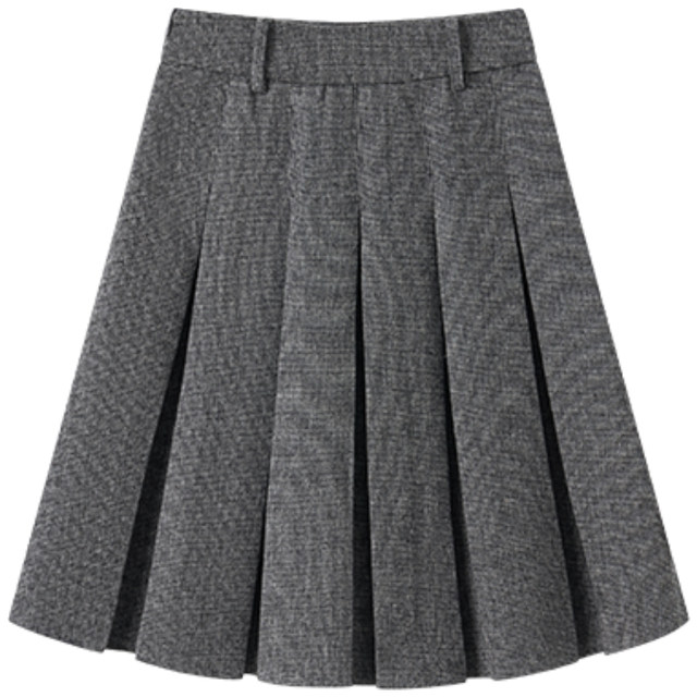 HaloLuu Wool Skirt ສອງສວມ Pleated