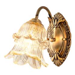 French-Style Medieval Bedroom Wall Lamp Bedside Lamp High-End American Light Luxury Retro Living Room European-Style All-Copper Background Wall Lamp
