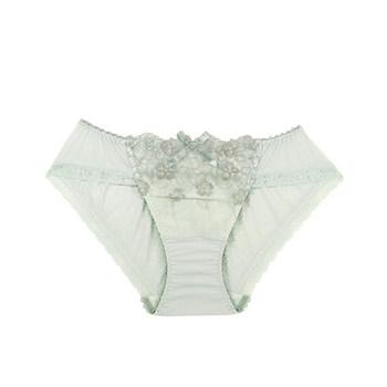 Risa magli youlinana embroidered low-waist underwear milk silk breathable sweet briefs white green gray 464