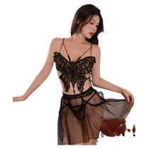 Jisibang Black Butterfly Sweet Cool Hot Girl Sexy Underwear 2024 New Sexy Dating Jersey Mesh Suit for Women