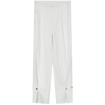 Pure white high-end casual pants with niche metallic design