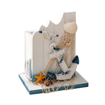 Mediterranean style wooden stylish home office pen holder