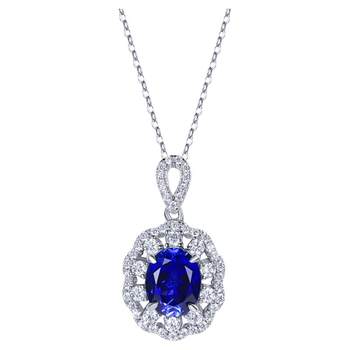 Mi lai jewelry cultured unnatural sapphire colored stone necklace synthetic s925 pendant fashion jewelry