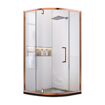Arrow sign arched shower room stainless steel rose gold open door bathroom toilet dry and wet separation glass partition broken door